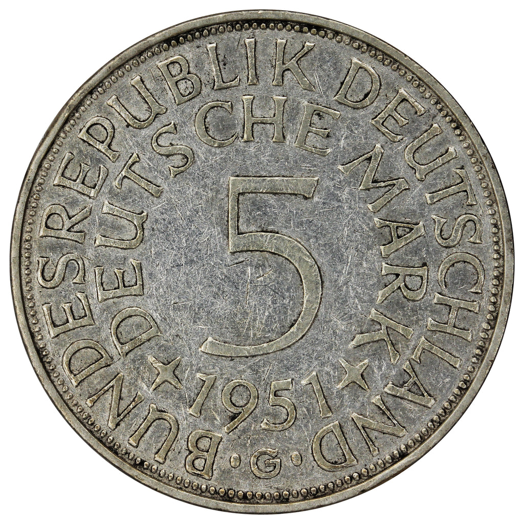 Germany 1951G 5 Marks Extra Fine (EF40)
