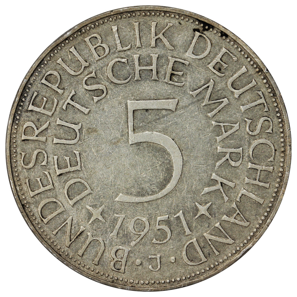 Germany 1951J 5 Marks Extra Fine (EF40)