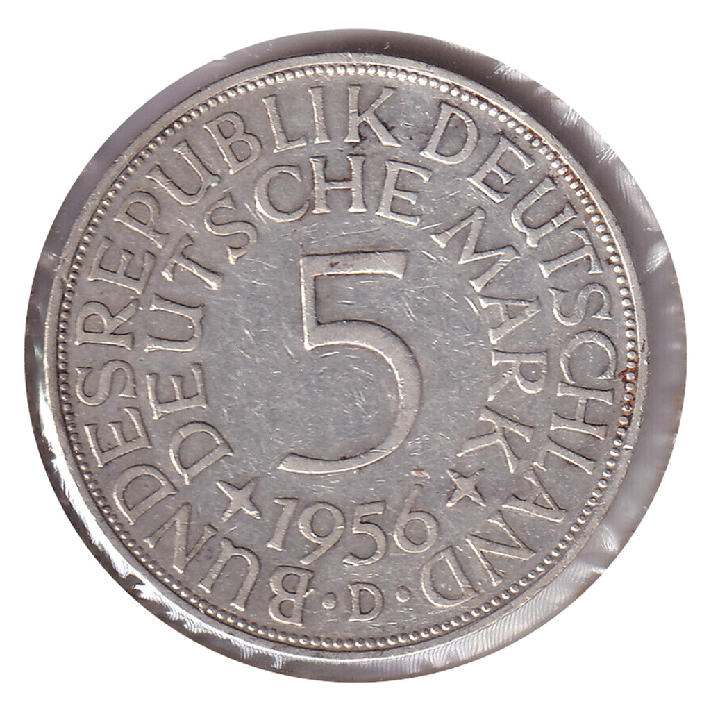 Germany 1956D 5 Marks Extra Fine (EF40) $