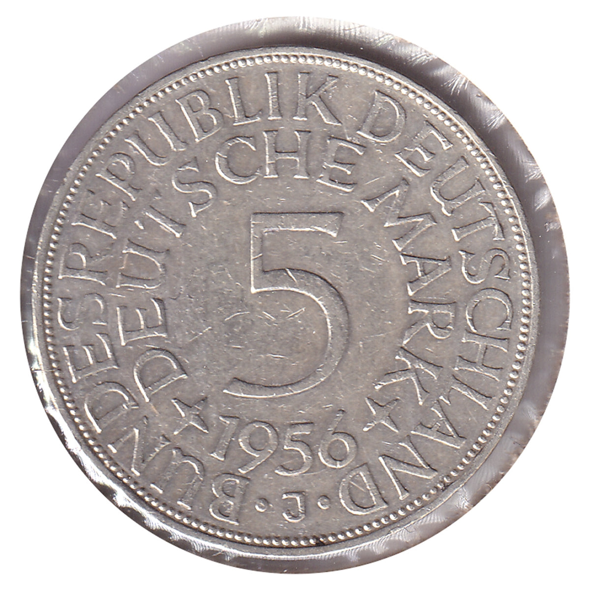 Germany 1956J 5 Marks Almost Uncirculated (AU50) $