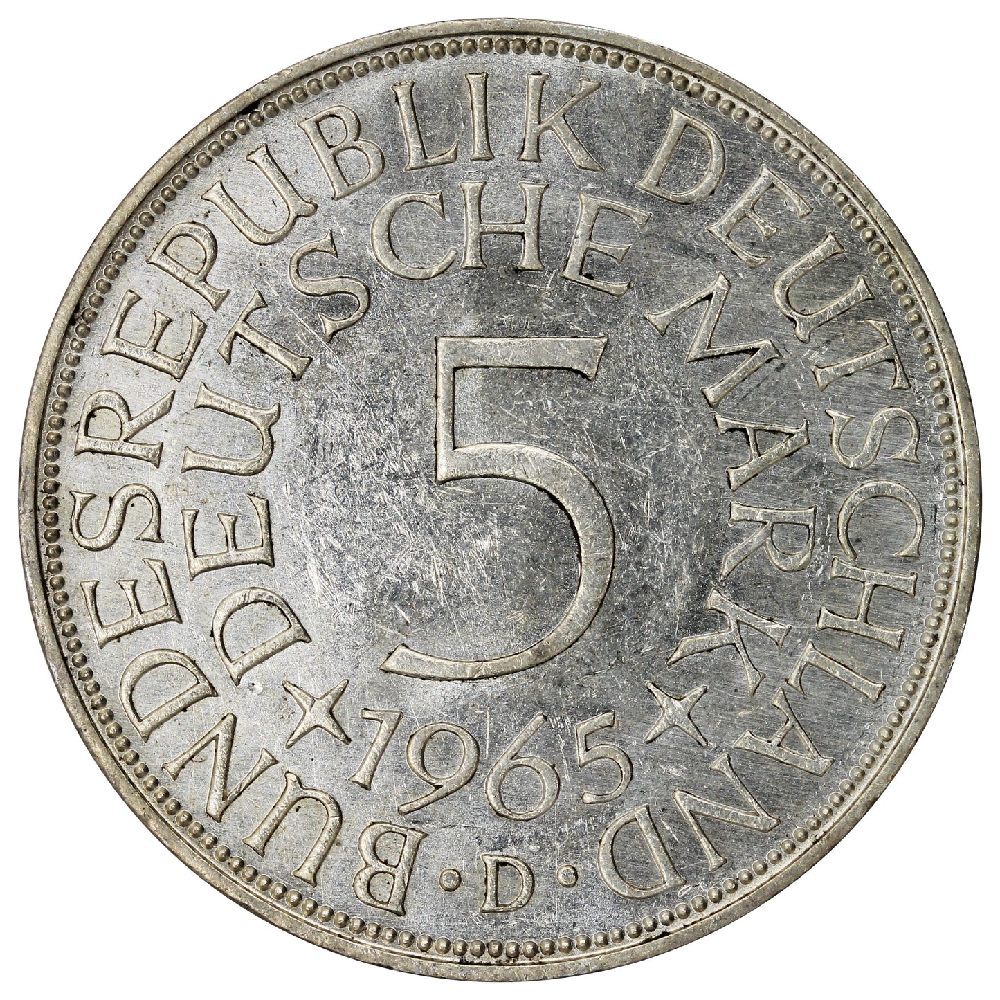 Germany 1965D 5 Marks Extra Fine (EF40)