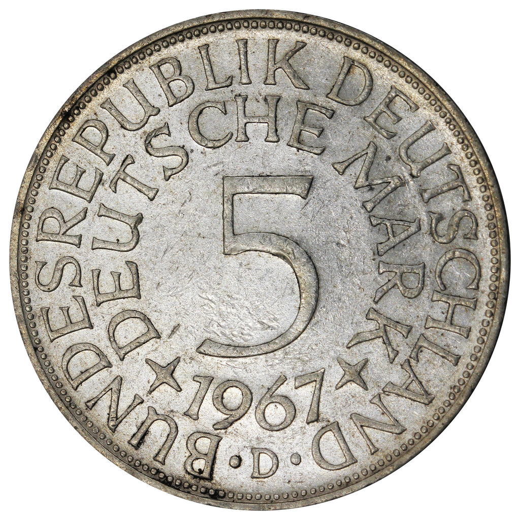 Germany 1967D 5 Marks Uncirculated (MS60)