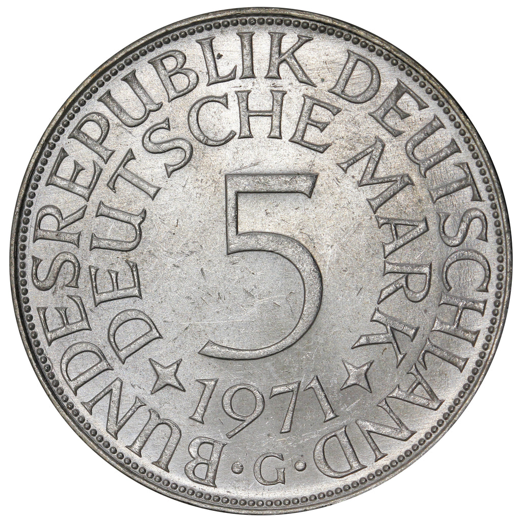 Germany 1971G 5 Marks Uncirculated (MS60)