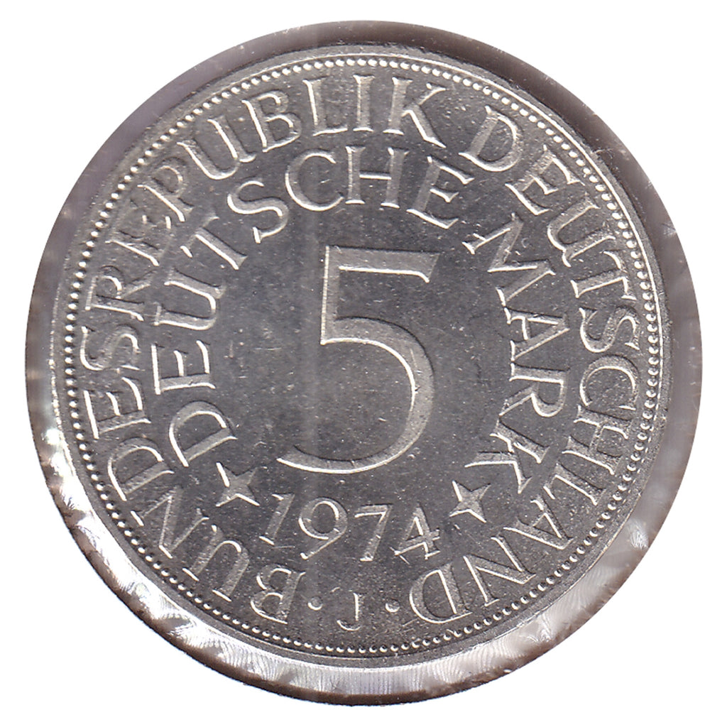 Germany 1974J 5 Marks Brilliant Uncirculated (MS63)