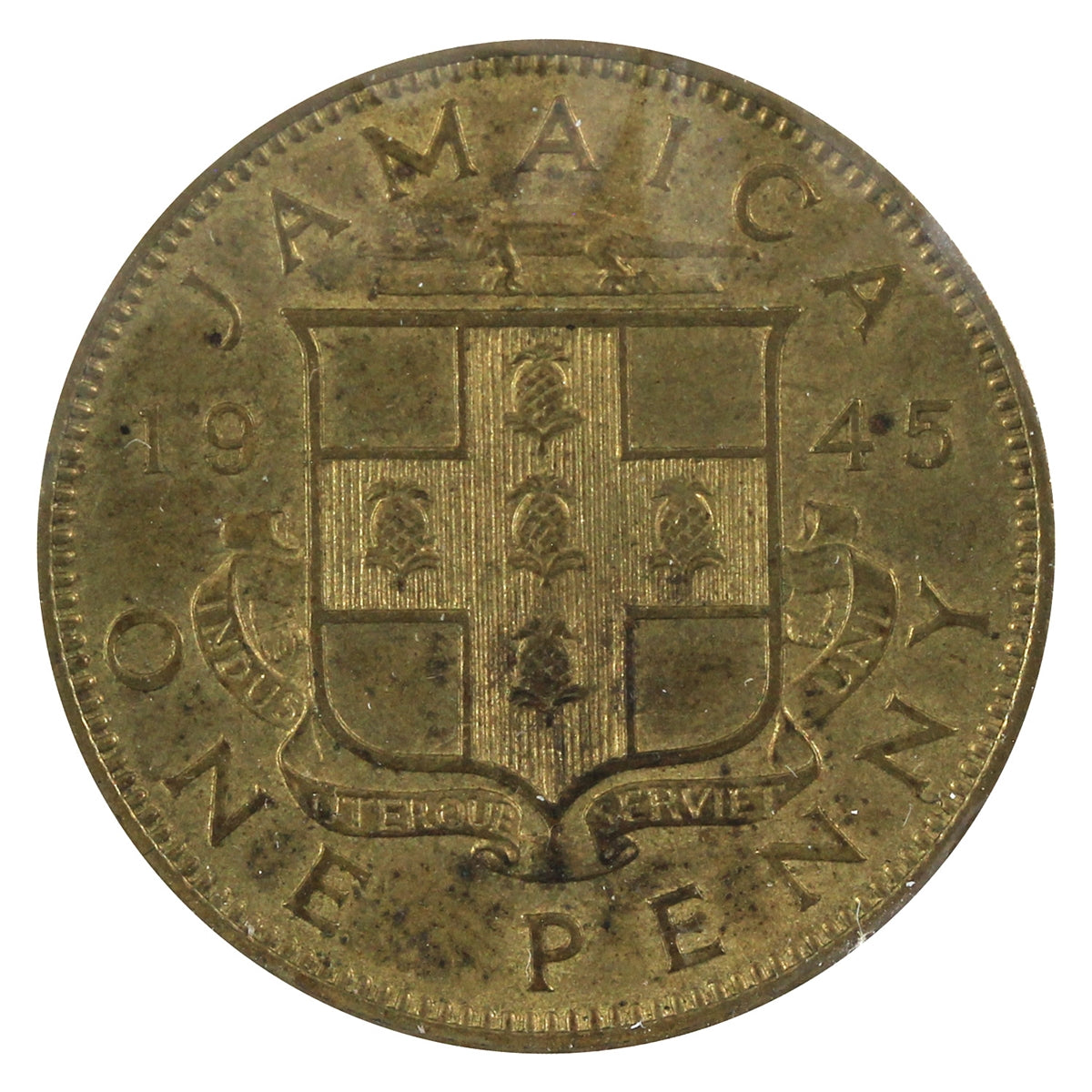 Jamaica 1945 Penny Almost Uncirculated (AU50)
