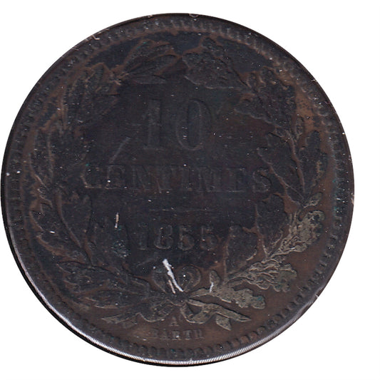 Luxembourg 1854 10 Centimes VF-EF (VF30) $