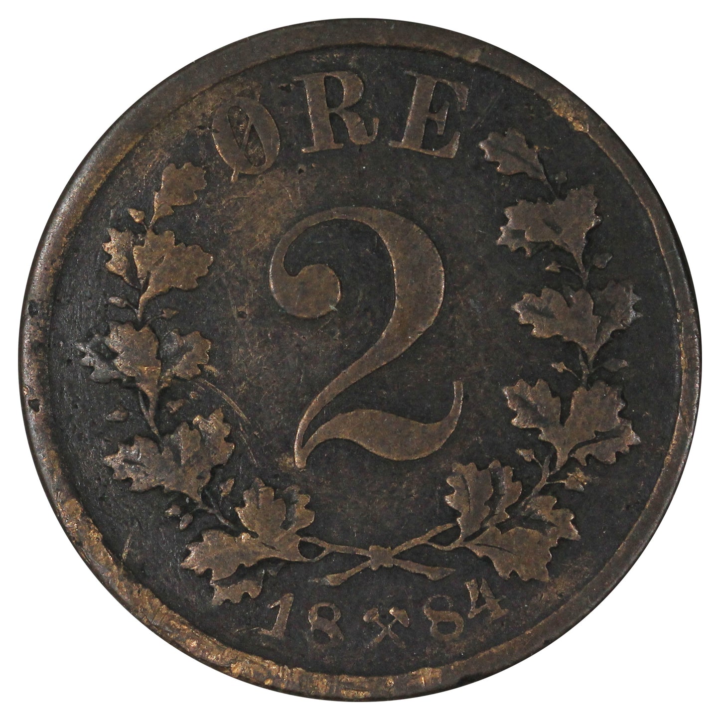 Norway 1884 2 Ore Very Fine (VF20)