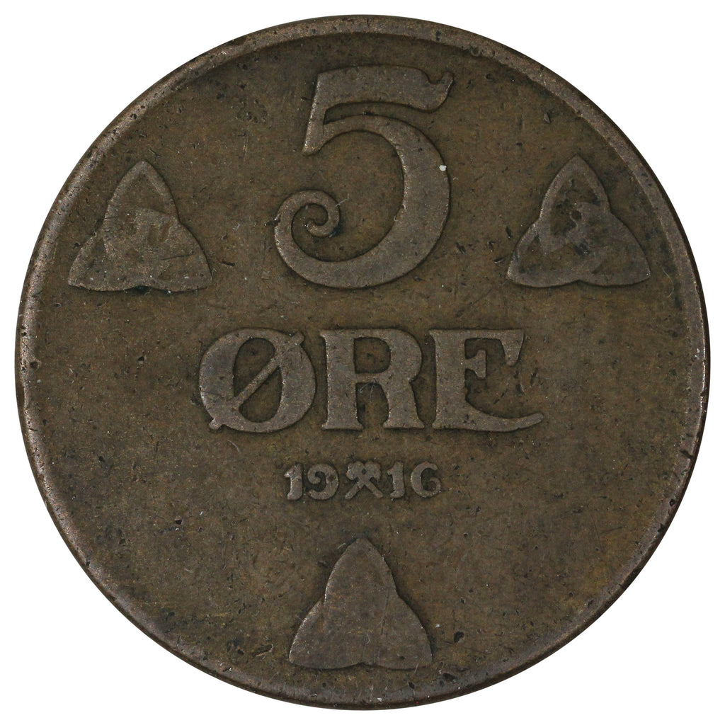Norway 1916 5 Ore Fine (F12)