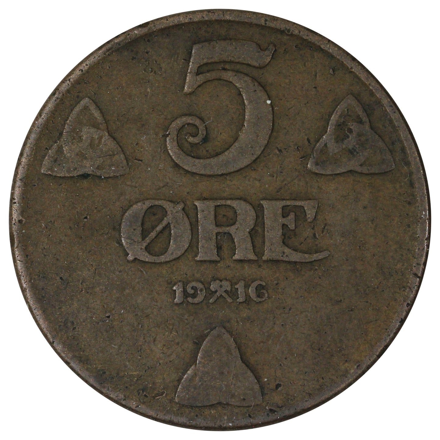 Norway 1916 5 Ore Fine (F12)