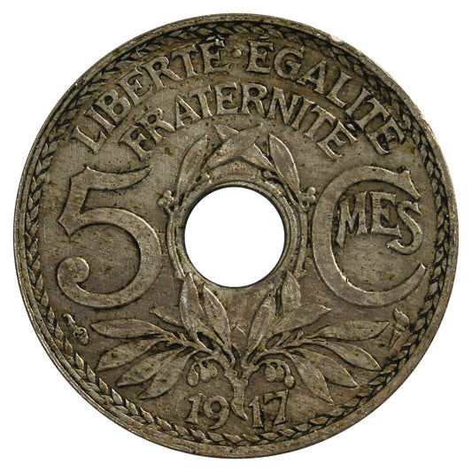 France 1917 5 Centimes Almost Uncirculated (AU-50)