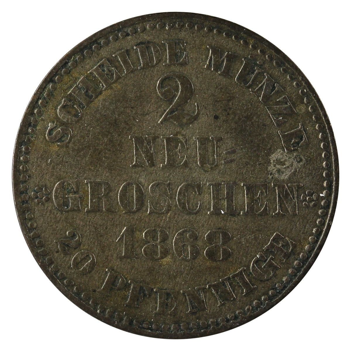 German States 1868B Saxony 2 Groschen EF-AU (EF45)