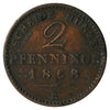 German States 1868B Prussia 2 Pfennig Almost Uncirculated (AU50)
