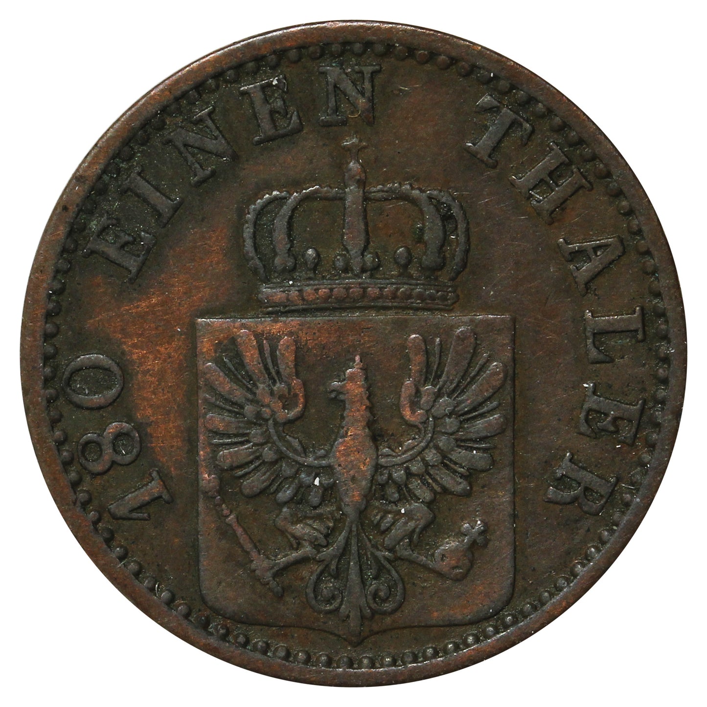 German States 1868B Prussia 2 Pfennig Almost Uncirculated (AU50)