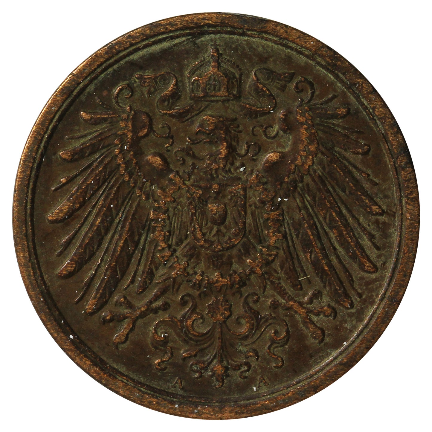 German Empire 1906A 2 Pfennig Almost Uncirculated (AU50)