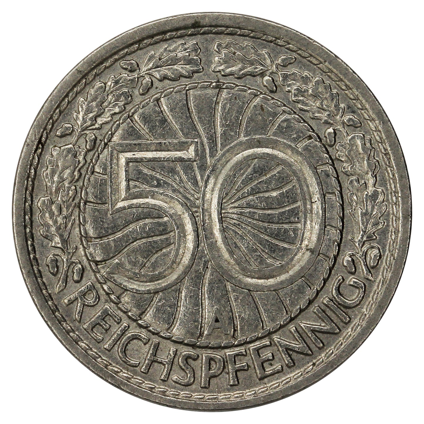 German Weimar Republic 1927A 50 Pfennig Extra Fine (EF40)