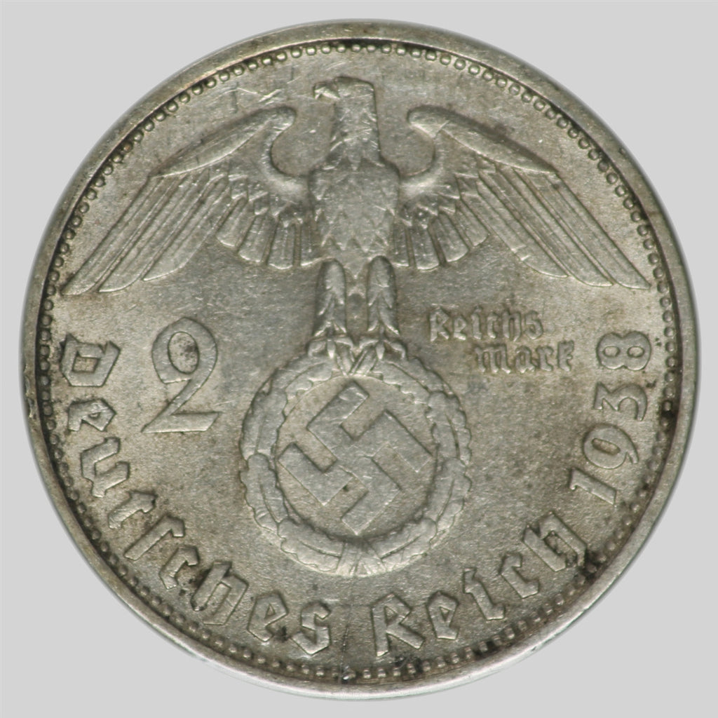 German Third Reich 1938D 2 Marks Extra Fine (EF40)
