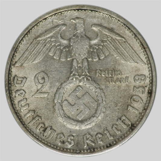 German Third Reich 1938D 2 Marks Extra Fine (EF40)