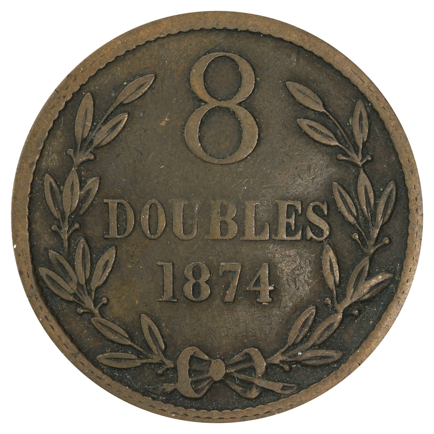 Guernsey 1874 8 Doubles F-VF (F15)