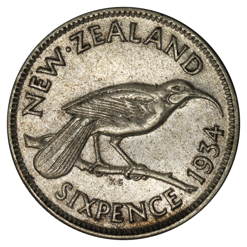 New Zealand 1934 6 Pence VF-EF (VF30)