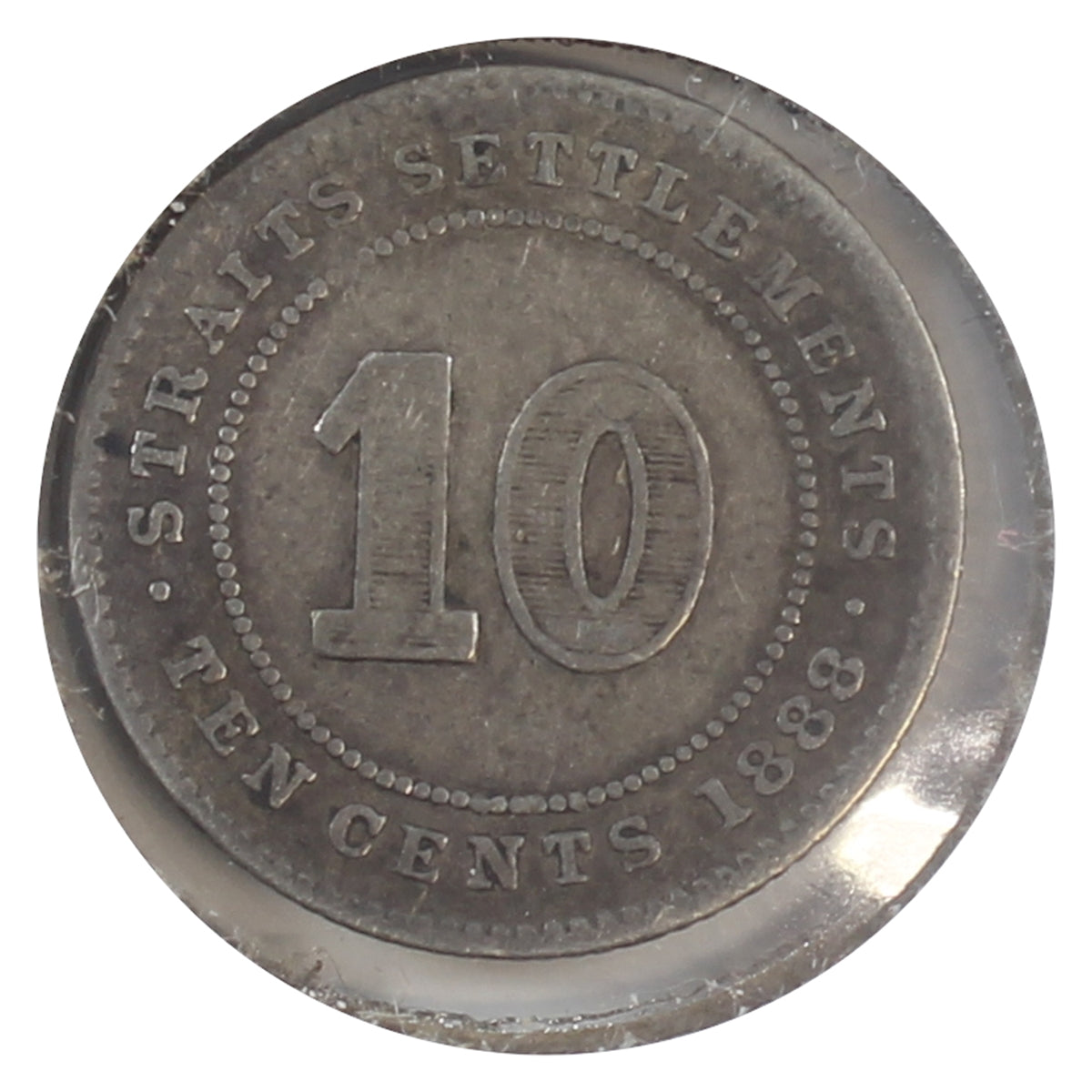 Straits Settlements 1888 10-cents Fine (F12)