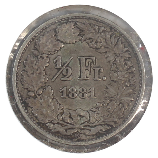 Switzerland 1881B 1/2 Franc Very Fine (VF20)