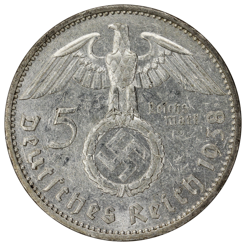German Third Reich 1938A 5 Marks Extra Fine (EF40)