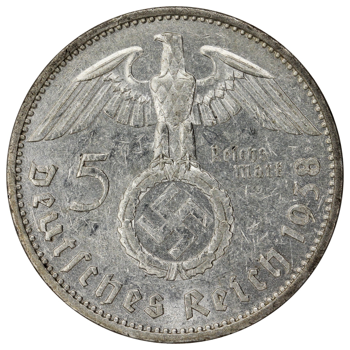 German Third Reich 1938A 5 Marks Extra Fine (EF40)
