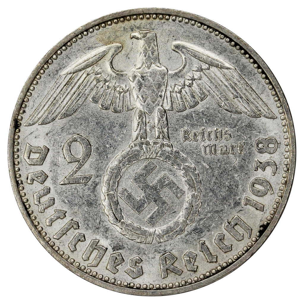 German Third Reich 1938F 2 Marks Extra Fine (EF40)