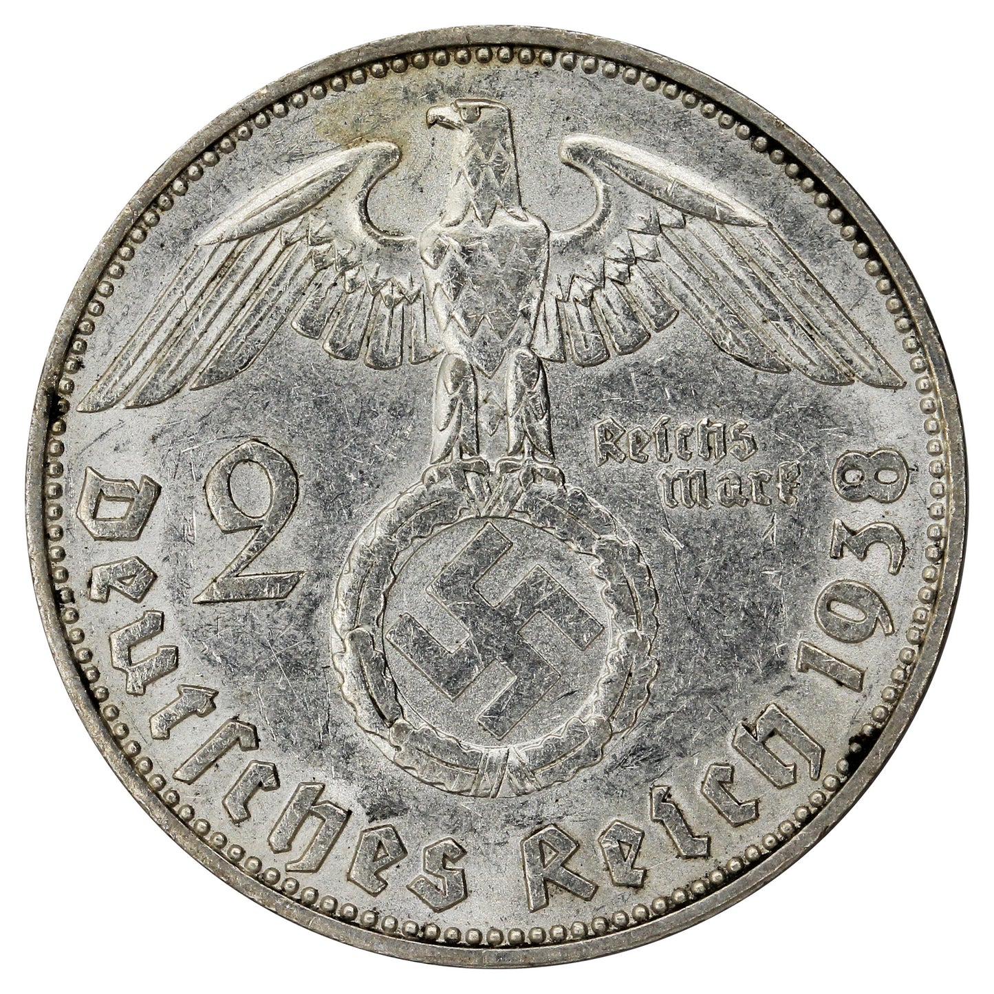 German Third Reich 1938F 2 Marks Extra Fine (EF40)