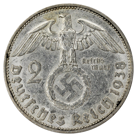 German Third Reich 1938F 2 Marks Extra Fine (EF40)