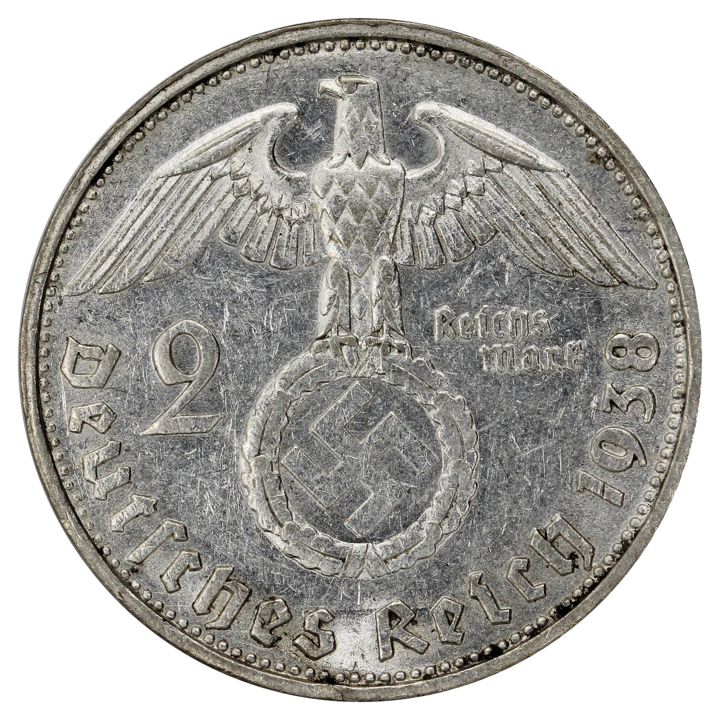 German Third Reich 1938G 2 Marks Extra Fine (EF40)