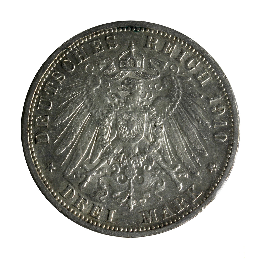 German States 1910A Prussia 3 Marks Extra Fine (EF40)