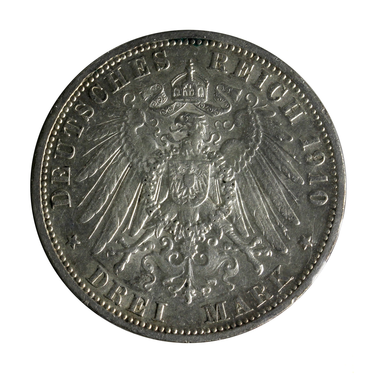 German States 1910A Prussia 3 Marks Extra Fine (EF40)