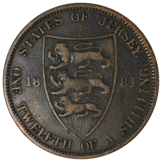 Jersey 1881 1/12 Shilling VF-EF (VF30)