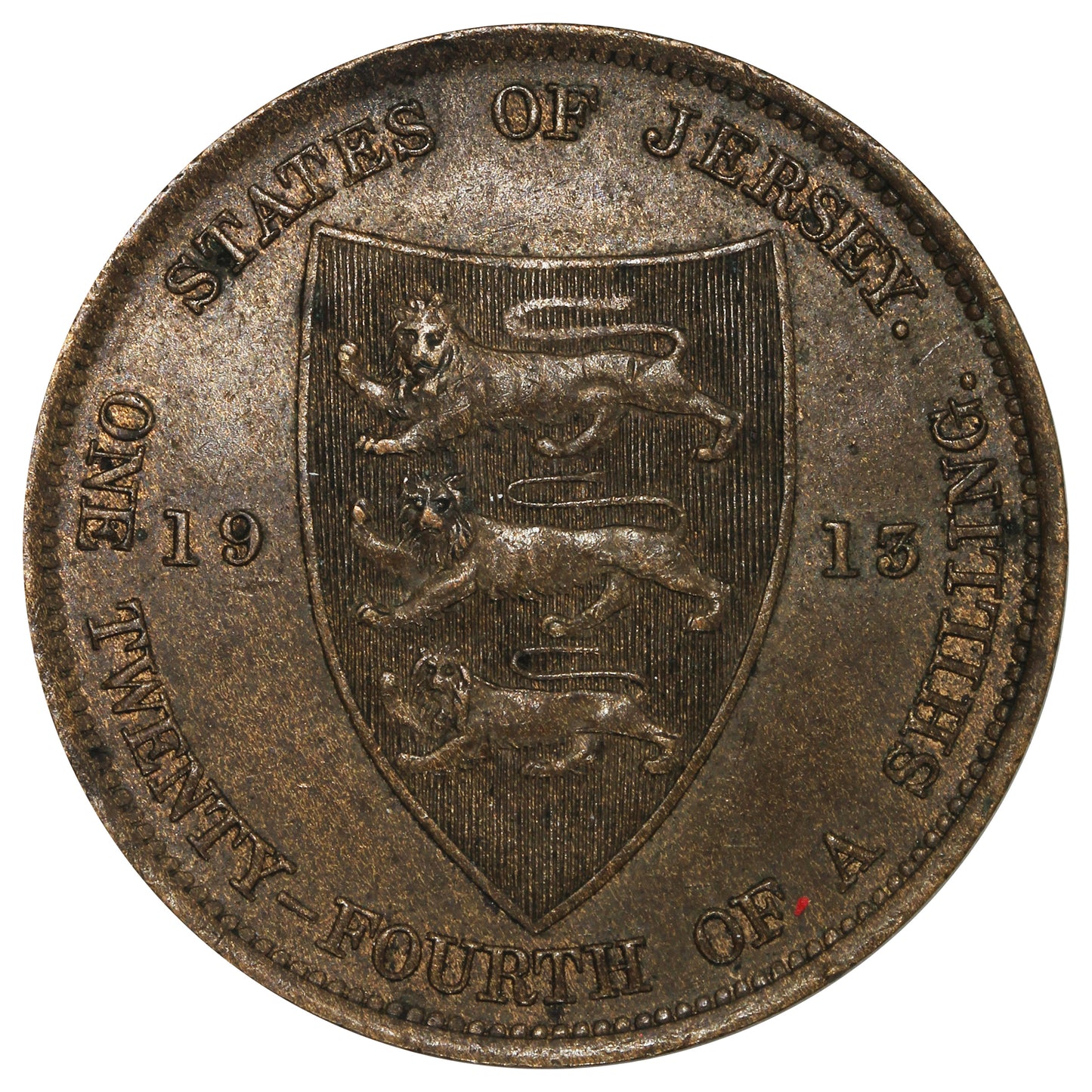 Jersey 1913 1/24 Shilling Almost Uncirculated (AU50)
