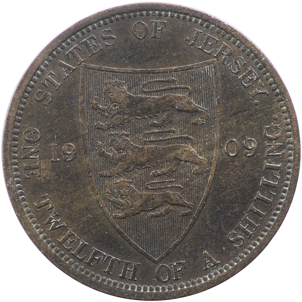 Jersey 1909 1/12 Shilling Extra Fine (EF40)