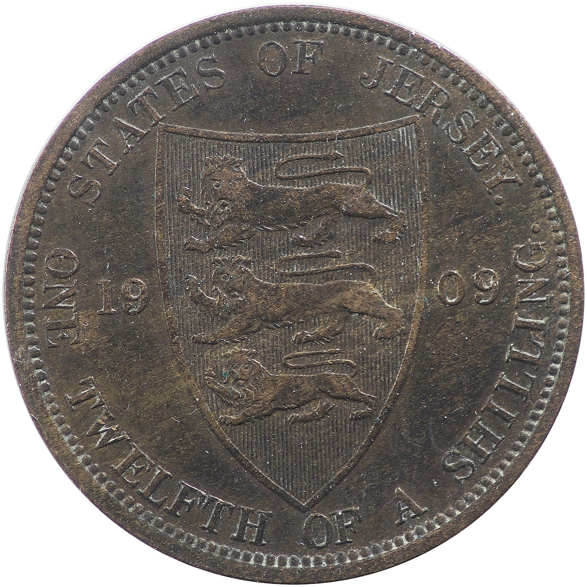 Jersey 1909 1/12 Shilling Extra Fine (EF40)