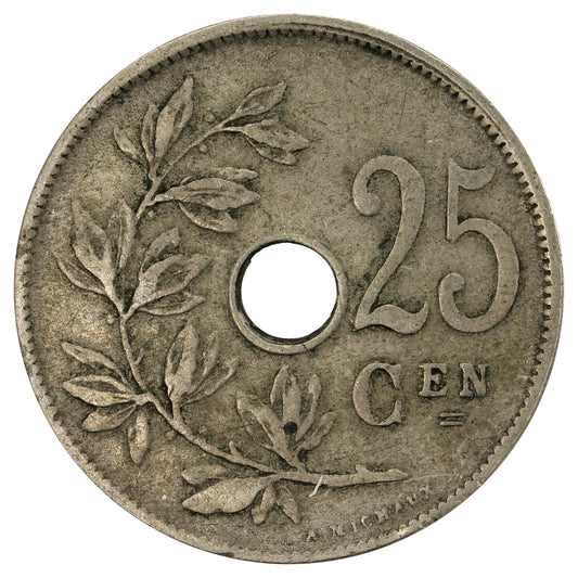 Belgium 1908 Dutch 25 Centimes VF-EF (VF-30)