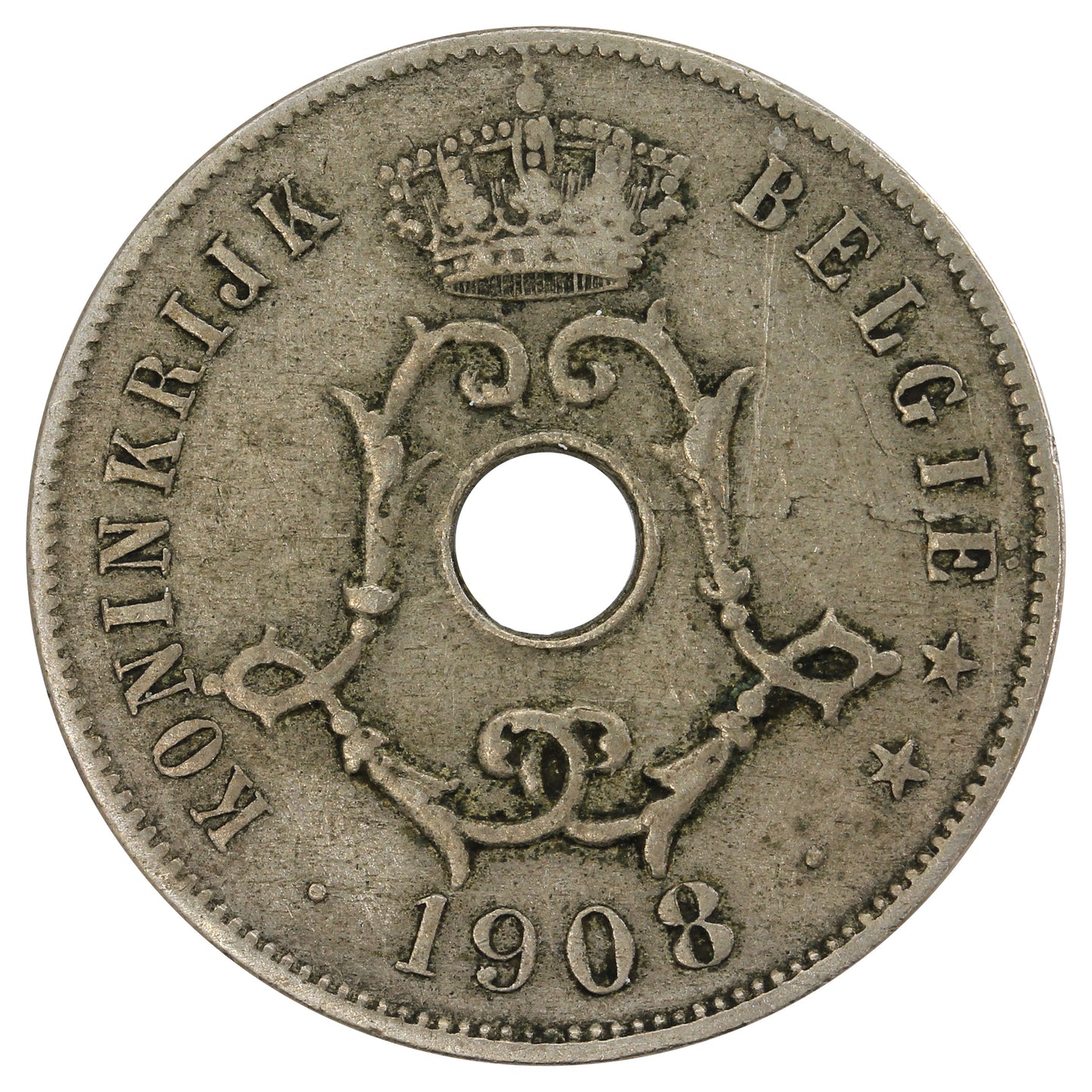 Belgium 1908 Dutch 25 Centimes VF-EF (VF-30)