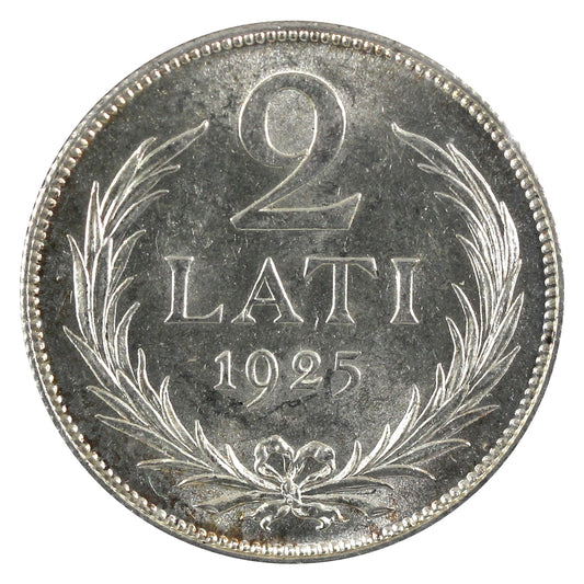 Latvia 1925 2 Lati Brilliant Uncirculated (MS63)