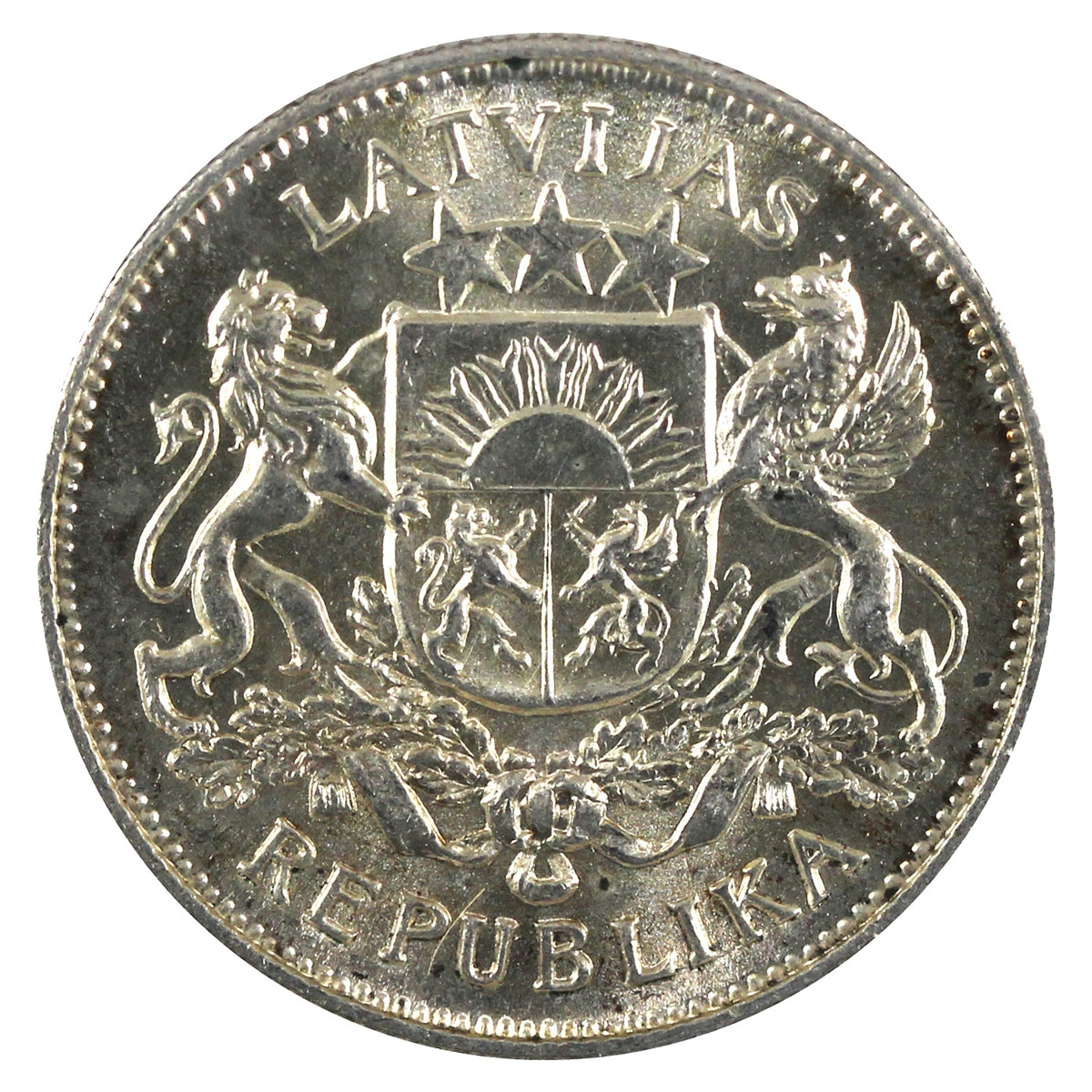 Latvia 1925 2 Lati Brilliant Uncirculated (MS63)