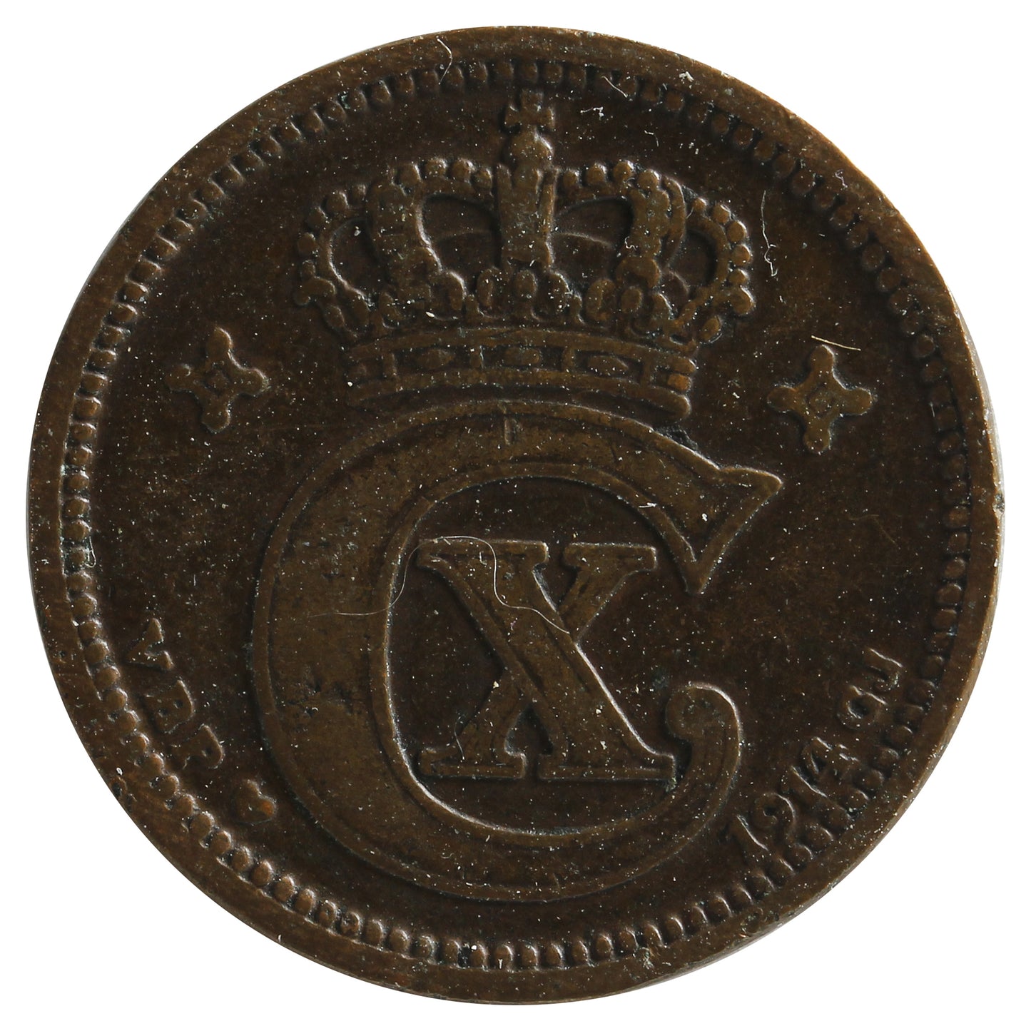 Denmark 1914VBP GJ 2 Ore Extra Fine (EF40)