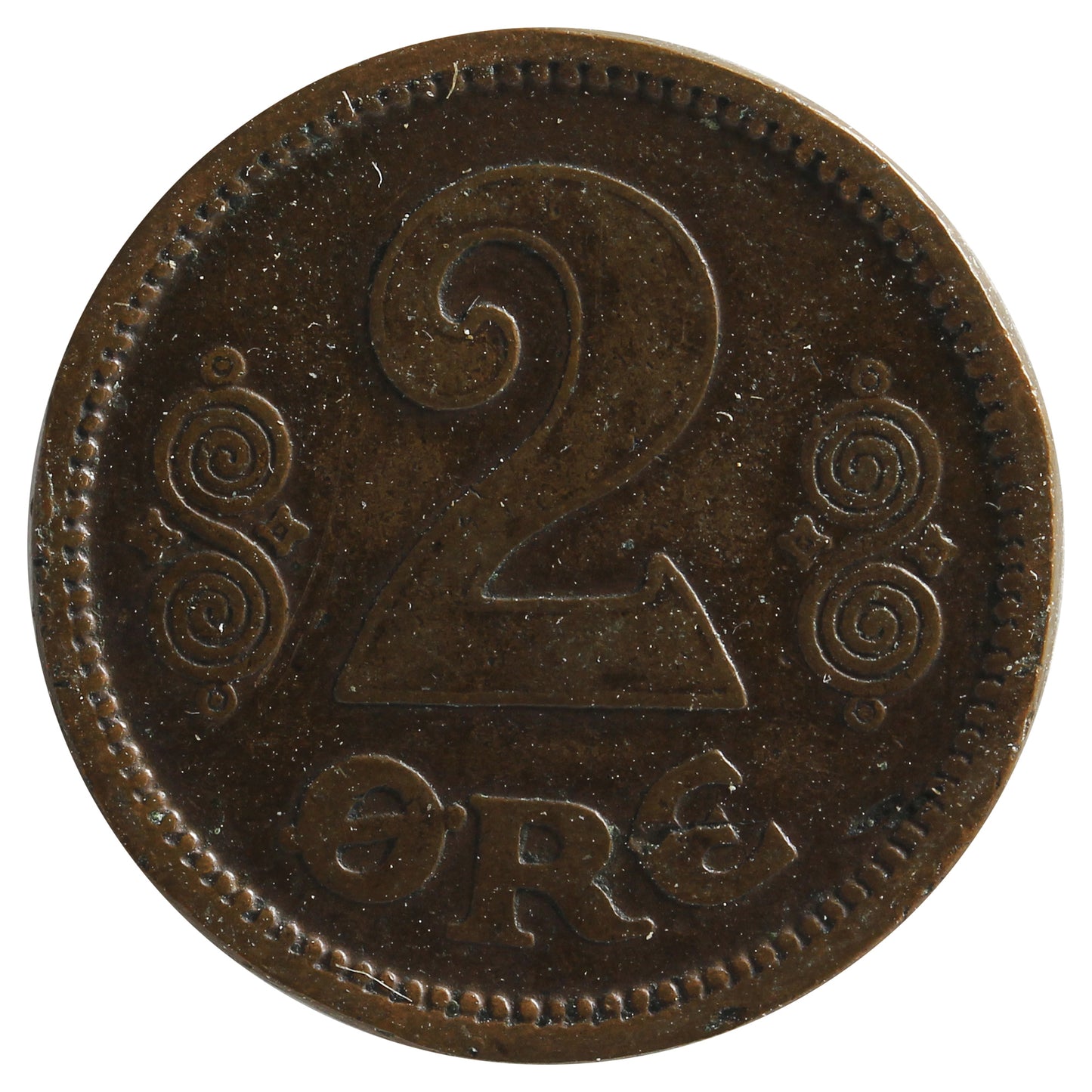 Denmark 1914VBP GJ 2 Ore Extra Fine (EF40)