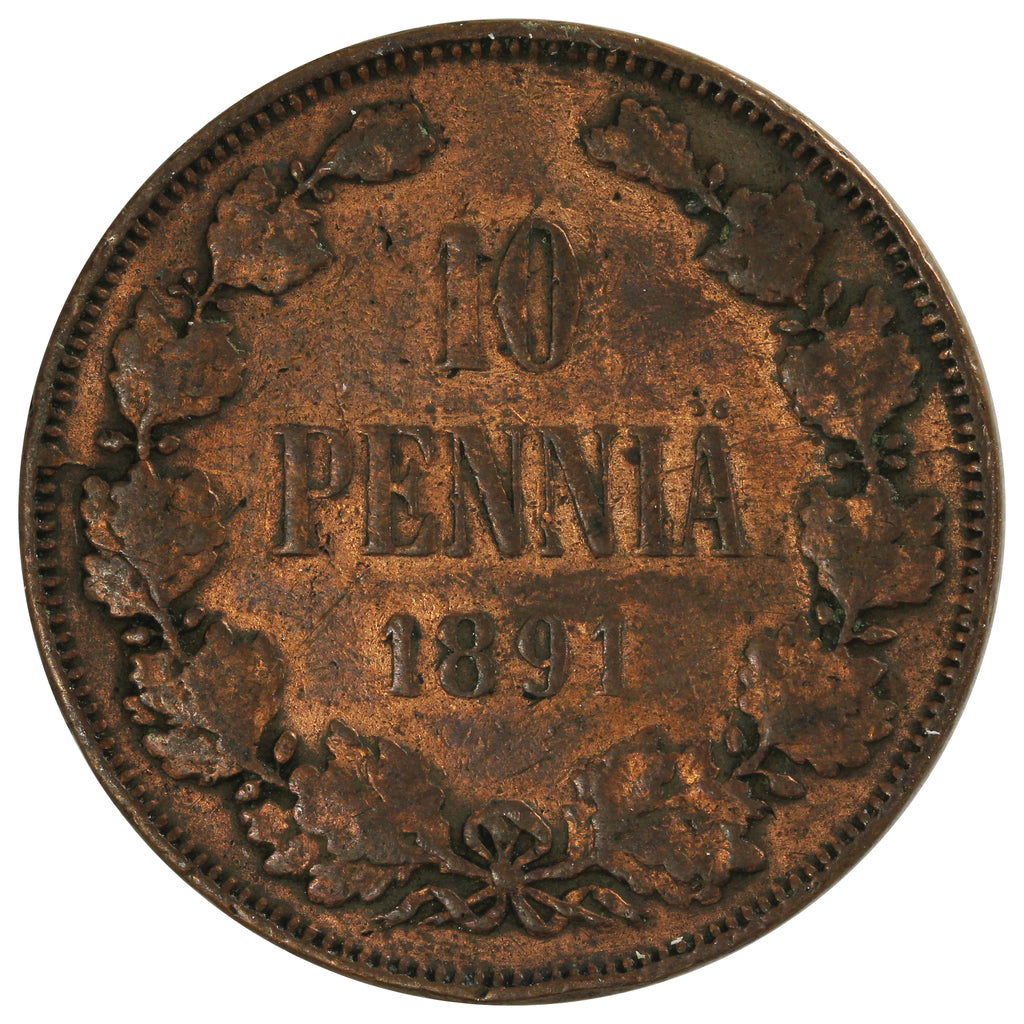 Finland 1891 10 Pennia Very Fine (VF20)