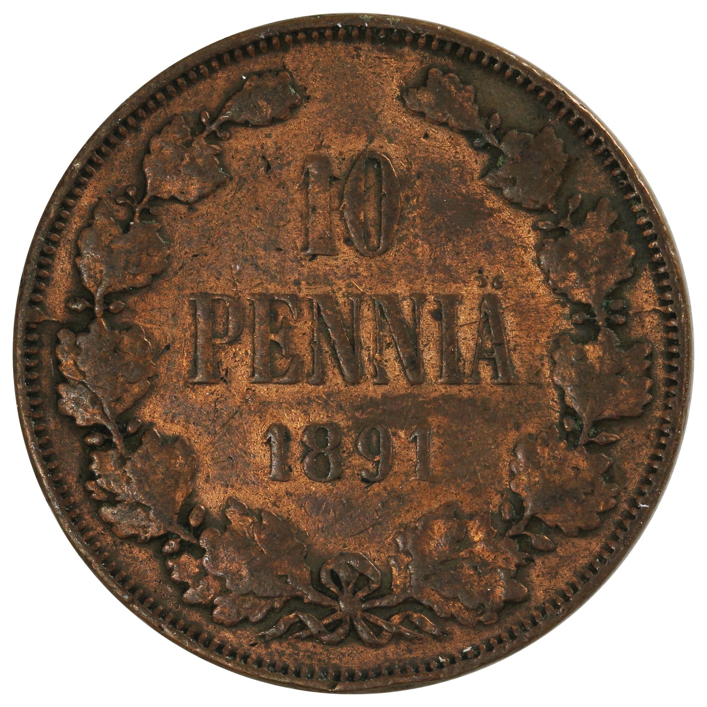Finland 1891 10 Pennia Very Fine (VF20)