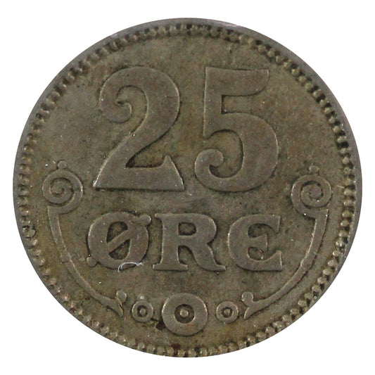 Denmark 1922HCN GJ 25 Ore VF-EF (VF-30)
