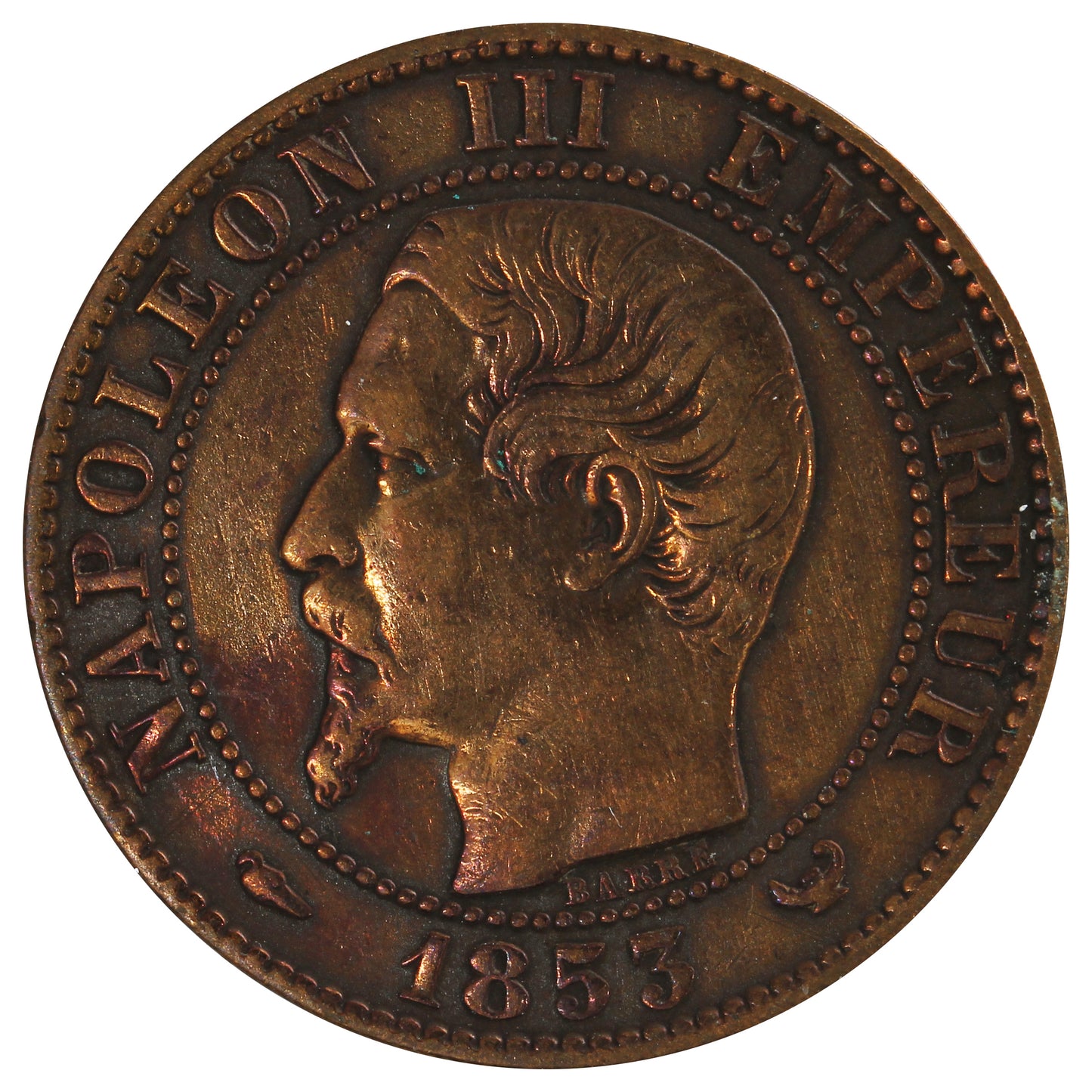 France 1853W 5 Centimes Extra Fine (EF40)