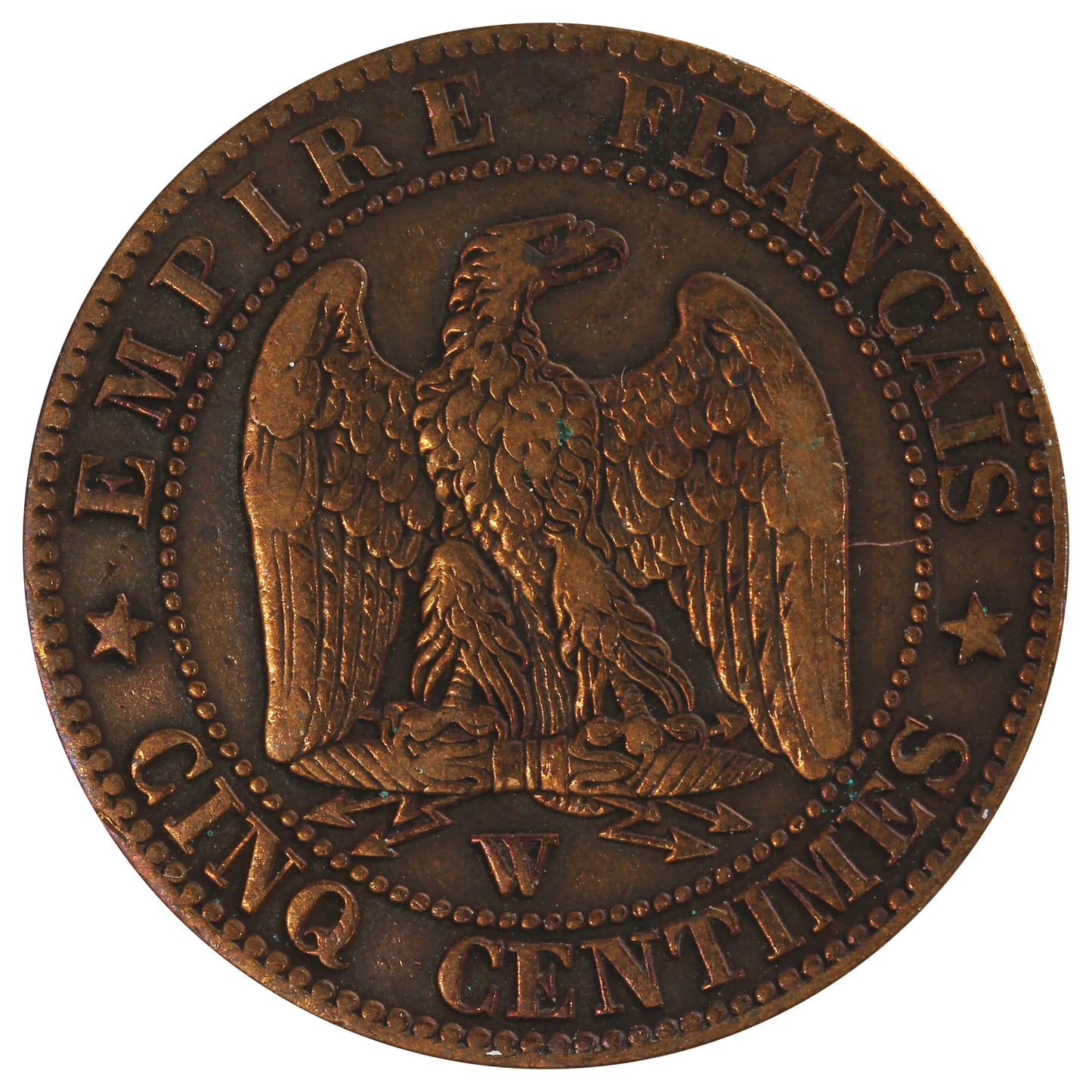 France 1853W 5 Centimes Extra Fine (EF40)