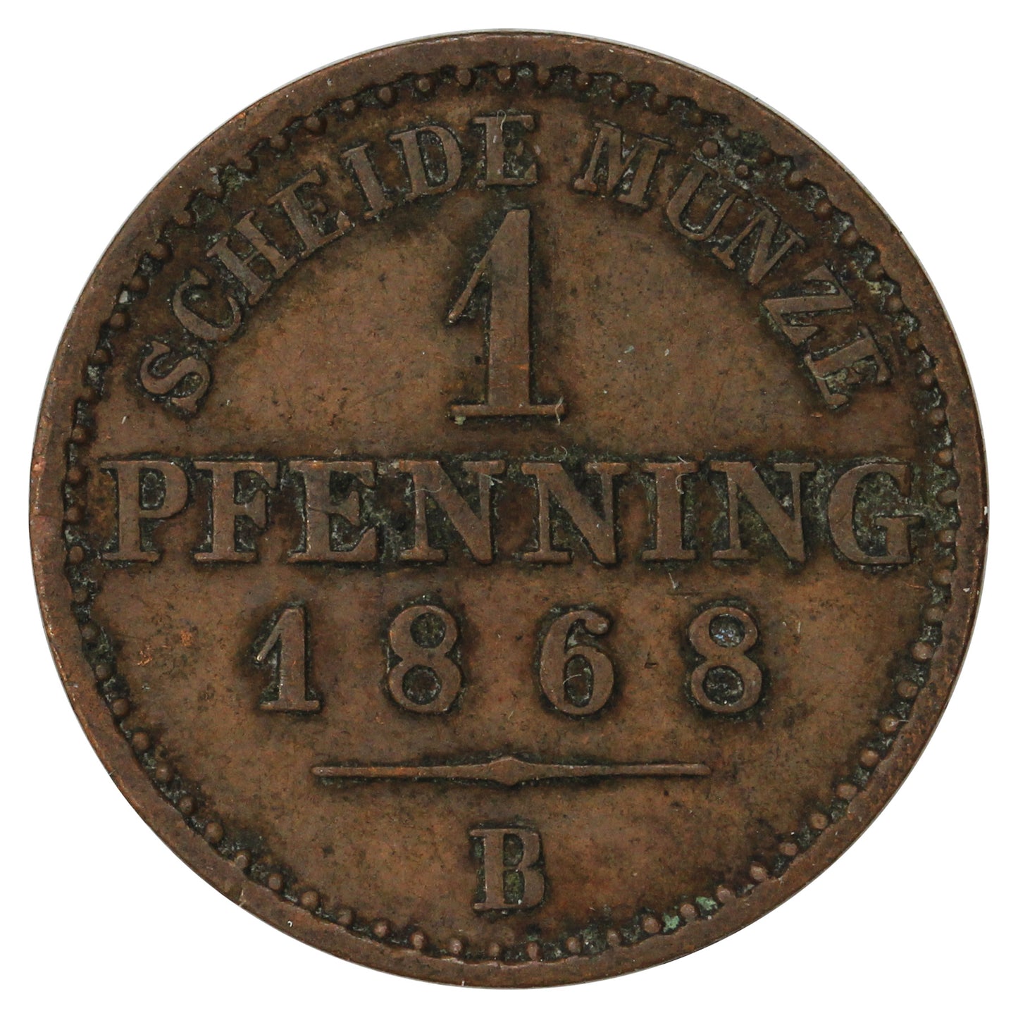 German States 1868B Prussia Pfennig VF-EF (VF30)