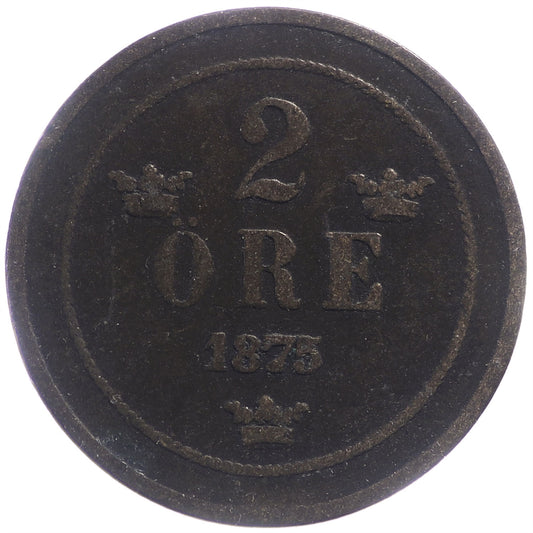 Sweden 1875 2 Ore Very Fine (VF20)